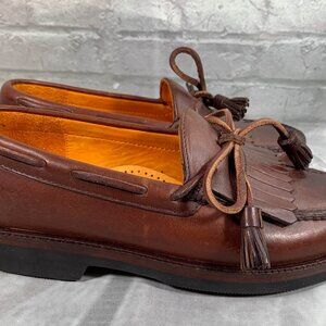 NEW Cabela's Brown Leather moccasin slip-on loafers, with a tassel kiltie design
